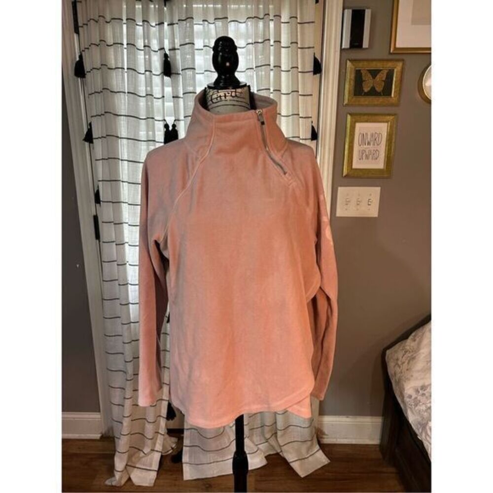 Calvin Klein Pink Fleece Pull Over Zip Neck Sweater